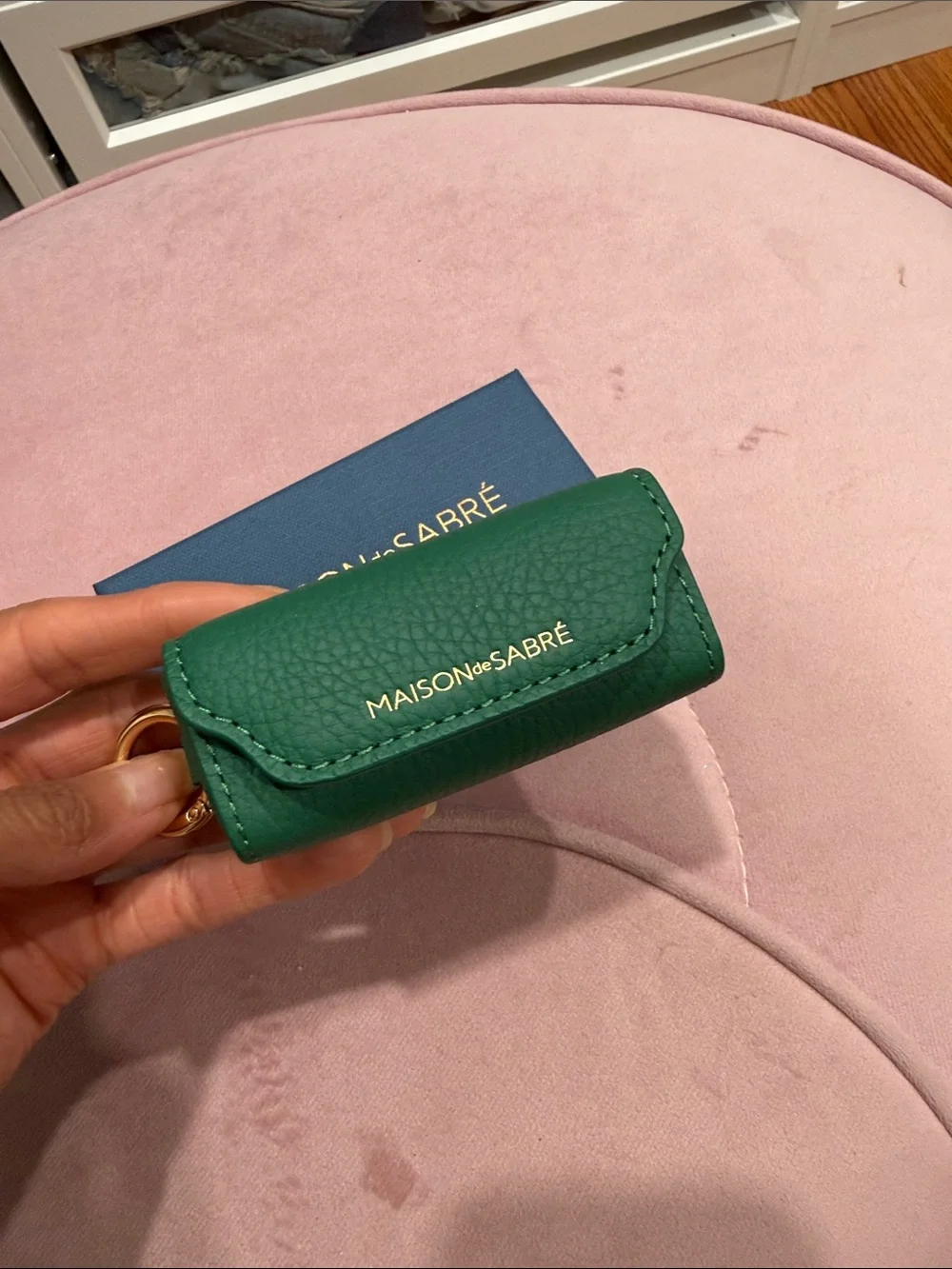 MAISON de SABRÉ Green Leather Lipstick Charm Key Pouch - Accessories